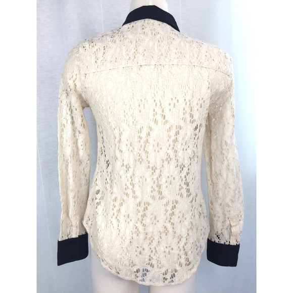 Anthropologie Cream and Black Button Down Shirt - Picture 5 of 8